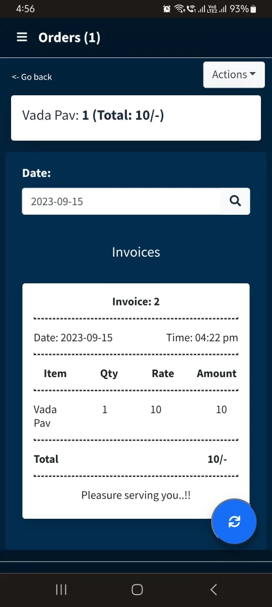 Rappid POS screenshot
